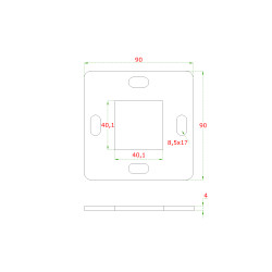 Kotviaca platňa (90x90x4mm), otvor: 40.1x40.1mm, bez povrchovej úpravy /AISI304 Kotviaca platňa (90x90x4mm), otvor: 40.1x40.1mm, bez povrchovej úpravy /AISI304